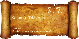 Kaposy Tünde névjegykártya